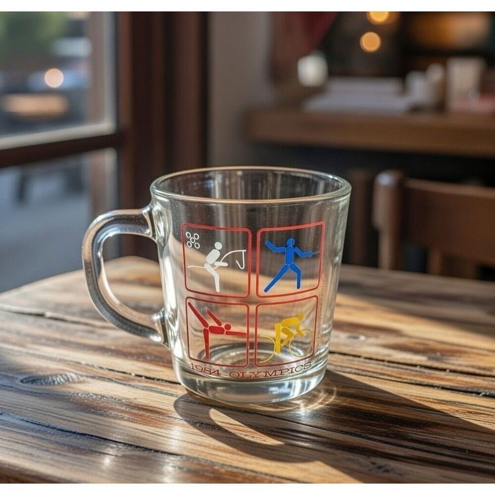 Vintage 1984 McDonalds Los Angeles Olympics Coffee Mug Glass Cup